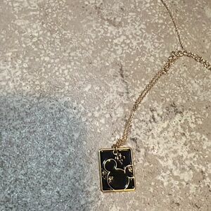 Gold and Black Mickey Mouse Pendant Necklace